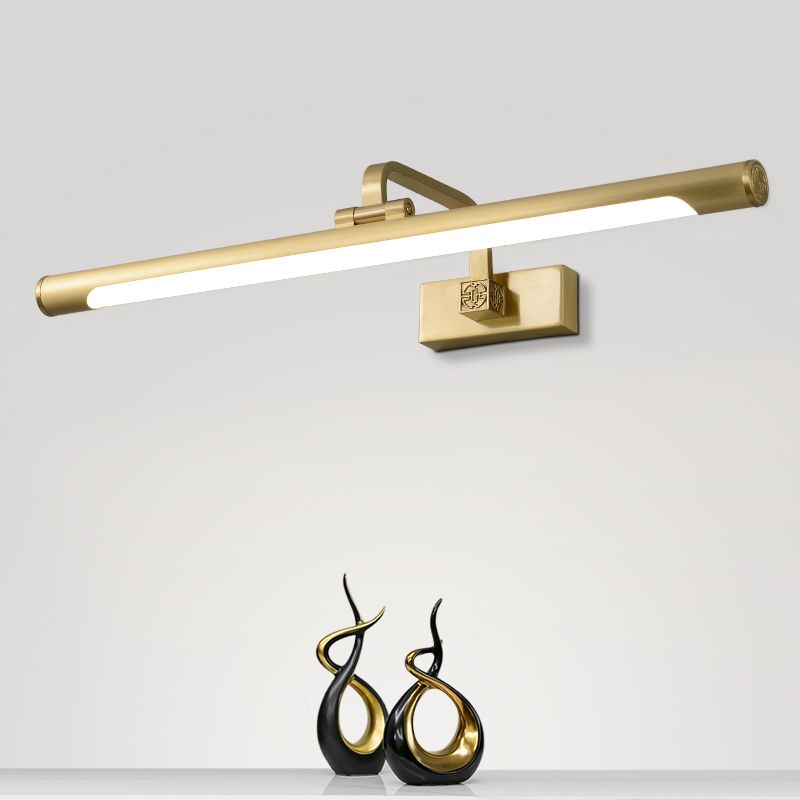 Linear Shade Metal Wall Sconce Modern Style 1- Light Mirror Wall Mount Lighting in Gold