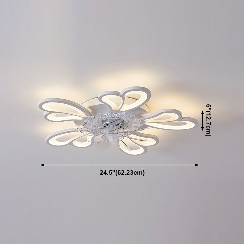 Nordic Metal Ceiling Fan Lamp Multi-Head Flush Mount Light Fixture with ABS Fan Blade