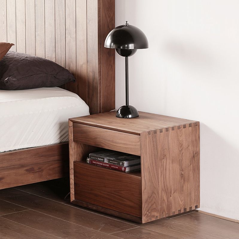 Modern Solid Wood Night Table 2 Drawer Storage Bed Nightstand