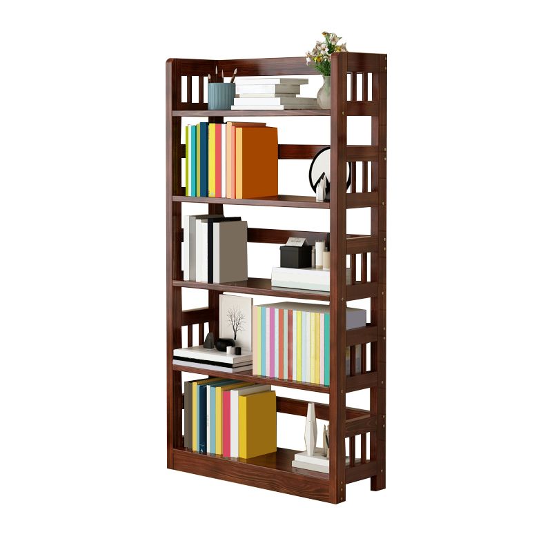 Industrial Open Shelf Standard Kids Bookcase Wood Bookshelf in Pine