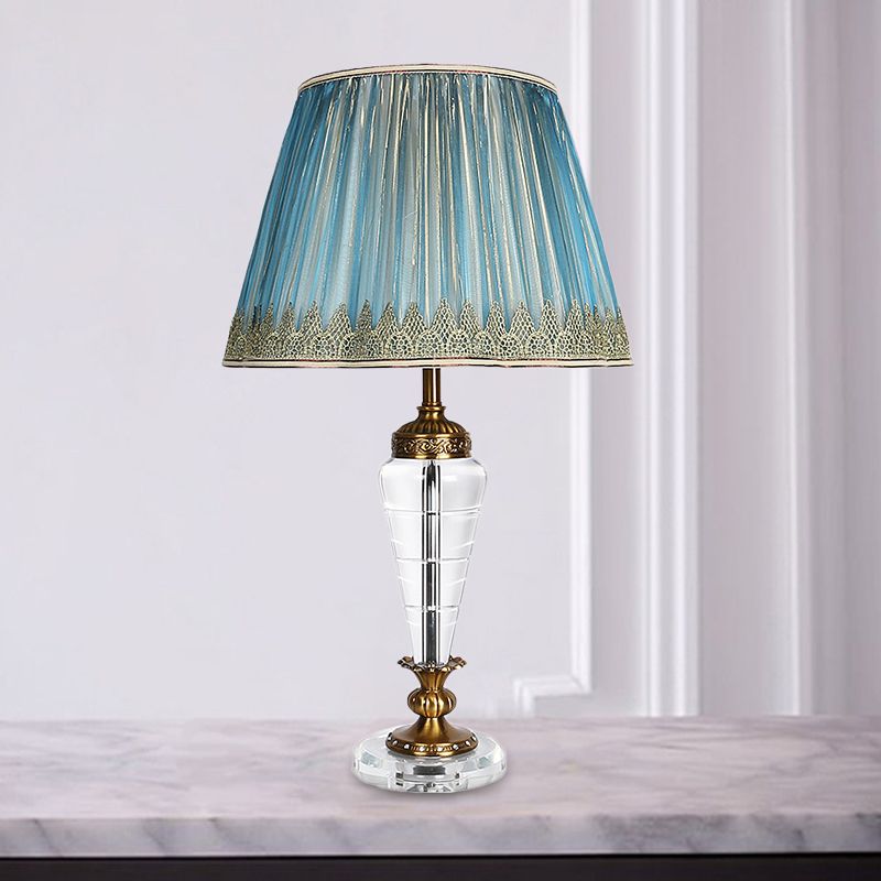 1 testa conica leggera modernista modernista lampada da comodino in cristallo in blu per camera da letto