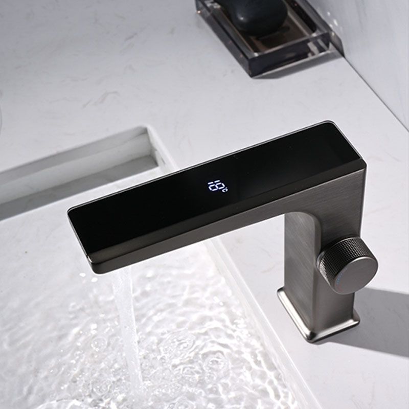 Contemporary Faucet Solid Color Metal LED Vanity Sink Faucet for Bathroom