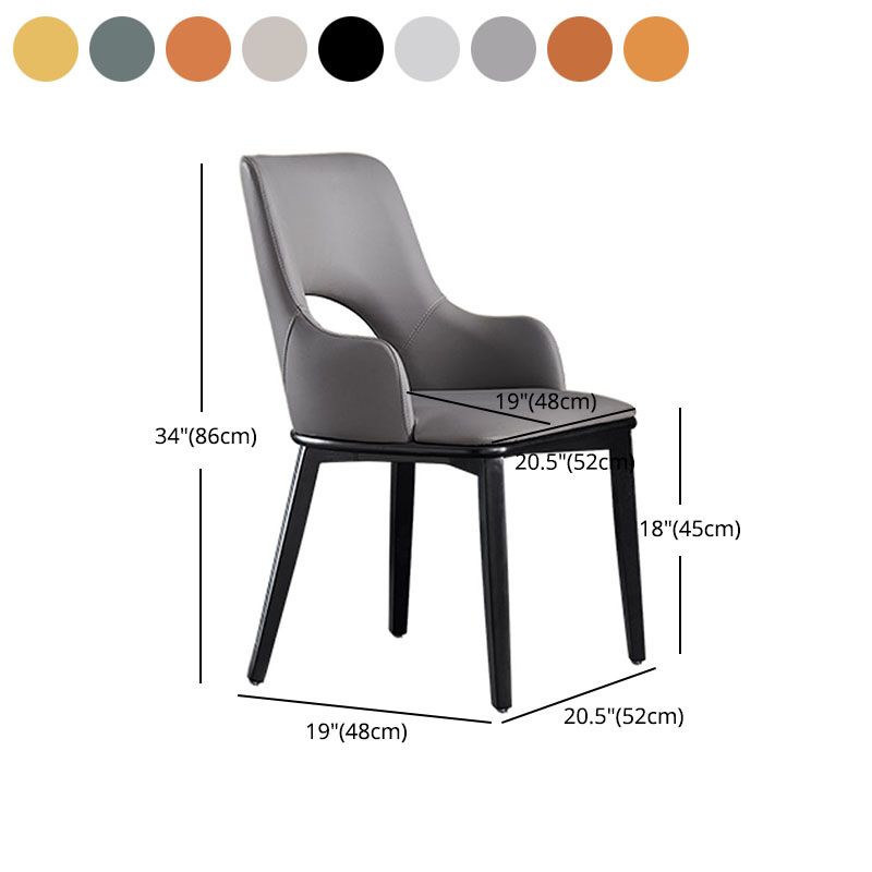 Wood Modern Arm Chair Open Back Upholstered Dining Side Chair