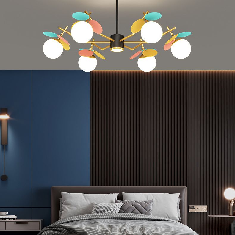 Shaded Metal Chandelier Lighting Fixture Modern Style Pendant Light Kit for Living Room