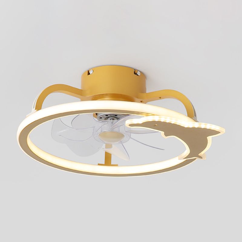 Unique Shape Metal Ceiling Fan Kids Style 2 Lights Ceiling Fan Lamp