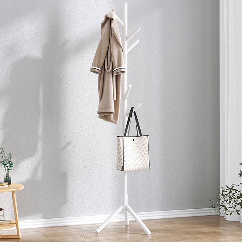 Modern Hall Tree Wood Entryway Kit with Hooks Free Standing Coat Hanger