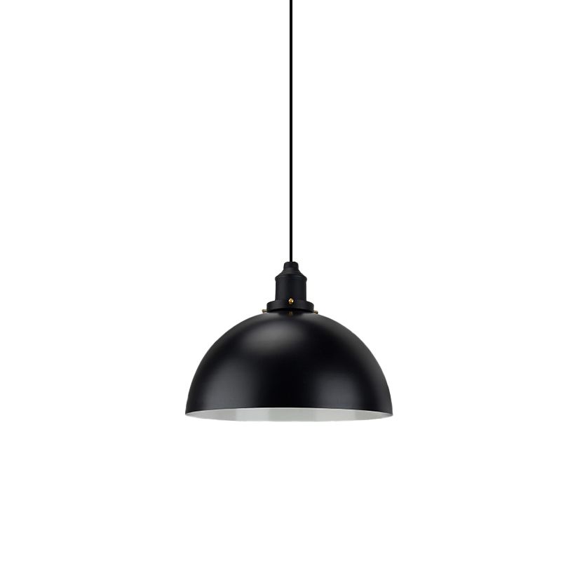 Dome ombre a sospensione Iron Illuminazione industriale 1 tavolo da pranzo in lampadina a soffitto appeso in nero