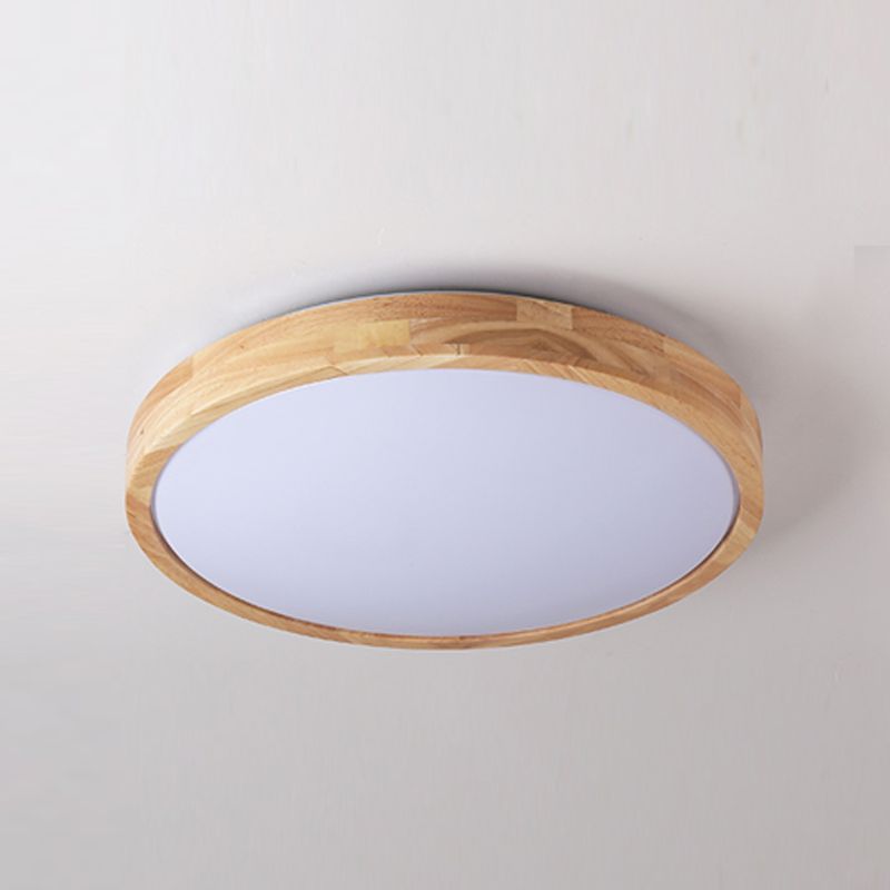 Round Wooden Ceiling Mounted Light Contemporary Flush Ceiling Light Fixtures