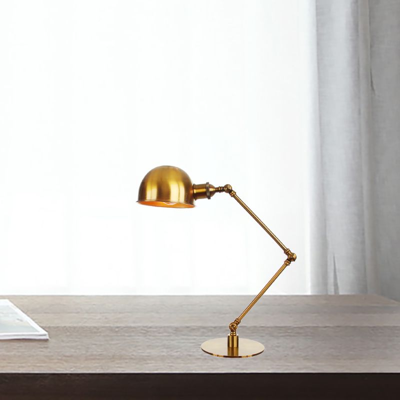 Golden Bowl Shade Table Lamp Industrial Stylish 4"/8.5" W 1 Light Metal Table Lighting with Adjustable Arm