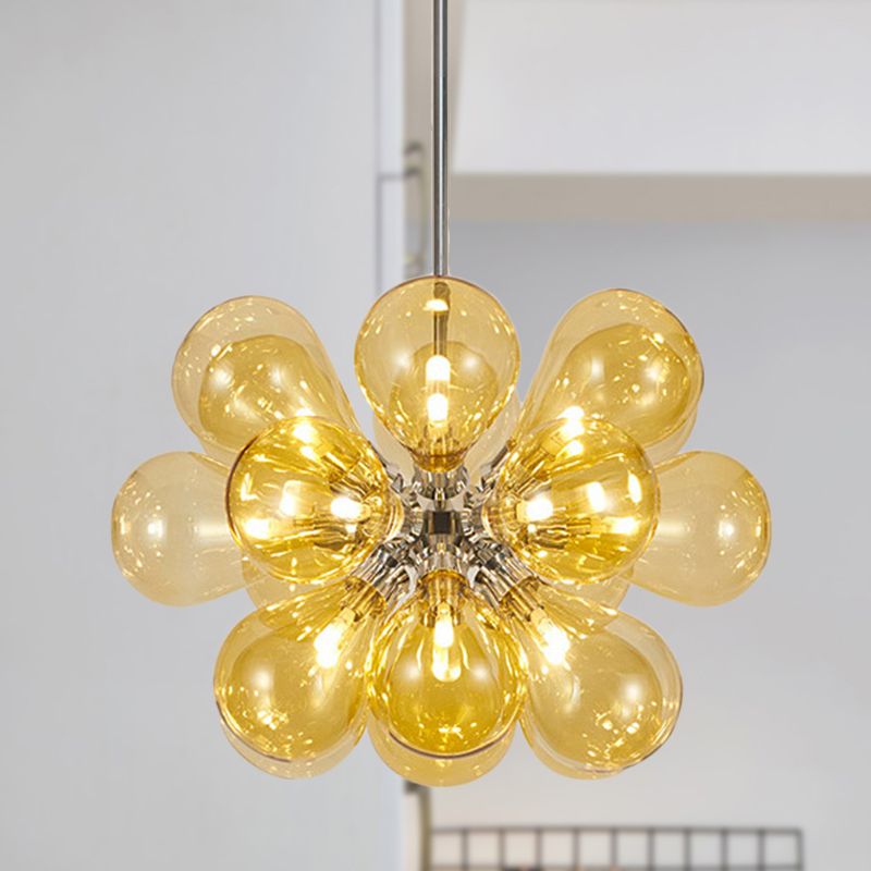 Cognac Glass Bubble Hanging Ceiling Light Modernism 18 Heads Chandelier Light Fixture