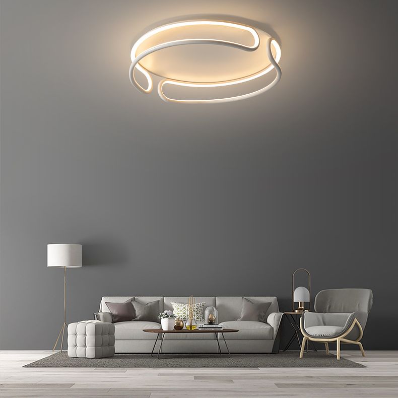 Circle Ceiling Mounted Light Modern Style Metal LED White Ceiling Light Fixture