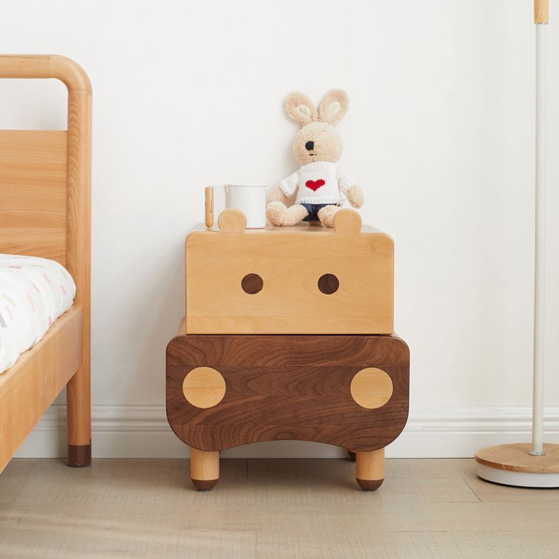 Drawer Standard Nightstand Solid Wood Animal Theme Kids Bedside Table