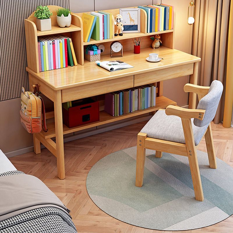 Solid Wood Adjustable Kids Desks 23.6"W Kids Writing Desk with drawers