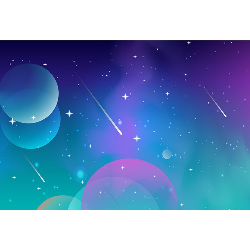 Outer Space Mural Meteor Illustration Stain Resistant Children's Art Bedroom Wall Decor