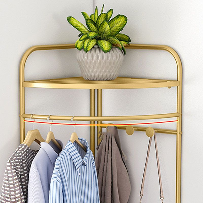 Contemporary Style Coat Hanger Multilayer Shelves Metallic Entry Coat Rack