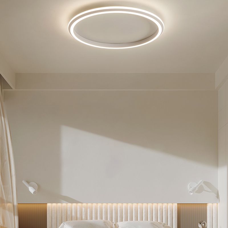 Modern LED Metal Flush Mount Circle Shape Ceiling Lamp with Silicone Shade for Living Room