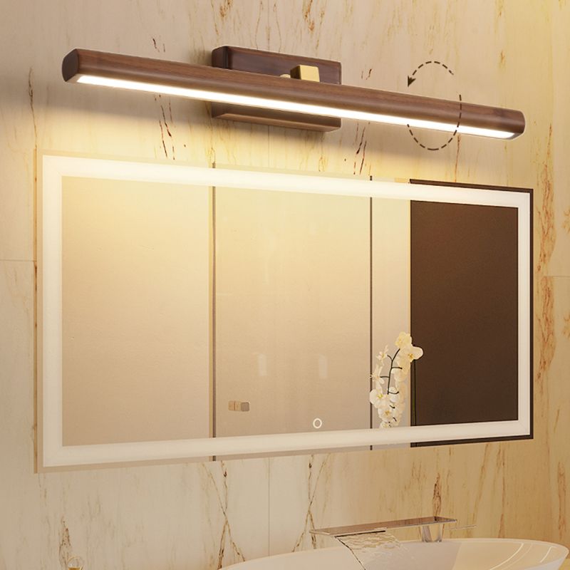 Metal Linear Shape Mirror Wall Light Modern 1 Light Mirror Wall Mount Light in Brown