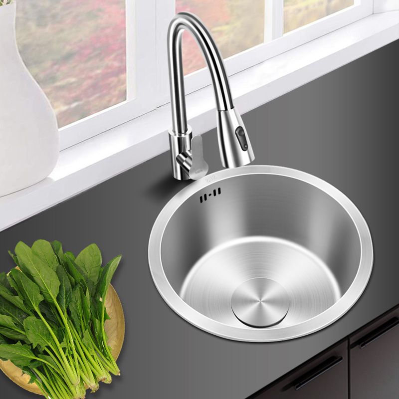 Contemporary Style Kitchen Sink Stainless Steel Round Kitchen Sink