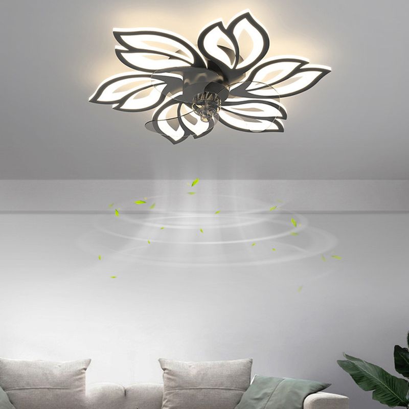 Geometric Shape Metal Ceiling Fans Modern Style Multi Lights Flush Ceiling Fan