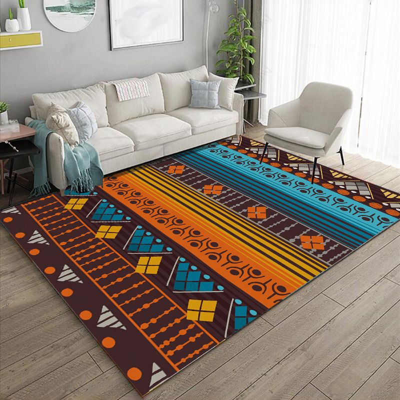 Multicolor Boho-Chic Area Carpet Victoria Tribal Pattern Indoor Rug Polyester Carpet for Living Room