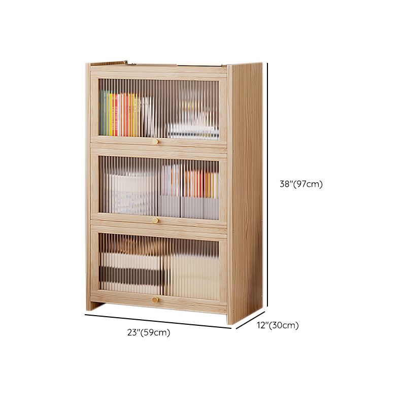 Contemporary Solid Wood Accent Cabinet Rectangle Storage Cabinet with Glass Top
