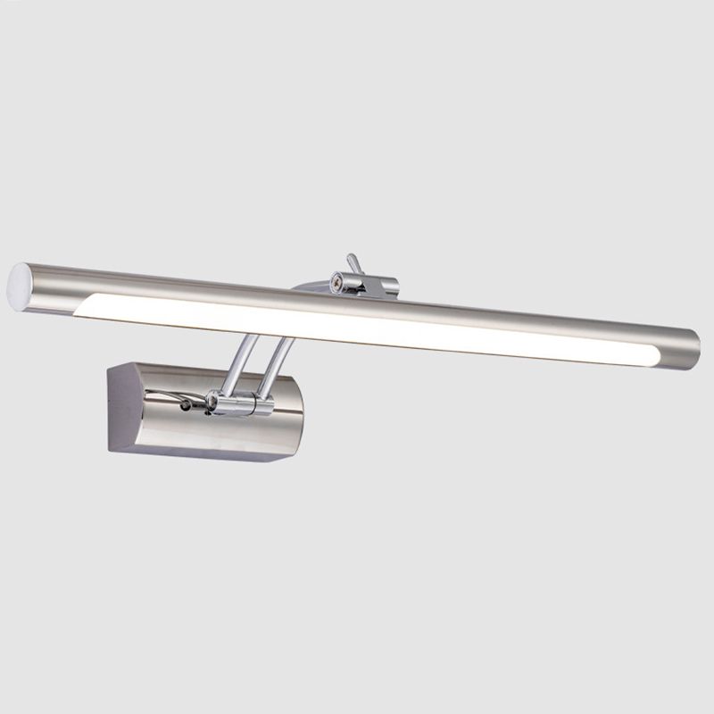 Silver Finish Contemporary Bathroom Vanity Light Single LED Bath Bar