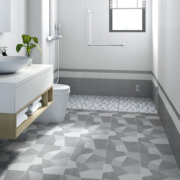 Rectangular Ceramic Matte Floor and Wall Tile Patterned Bathroom Floor