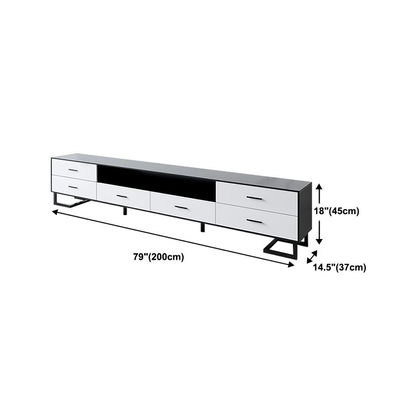 Wood and Metal TV Cabinet Modern Minimalist Home Open TV Stand Console