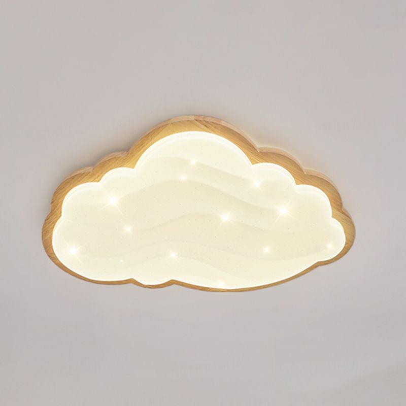 Modern Style Cloud Flush Light Wood Ceiling Mounted Light for Bedroom