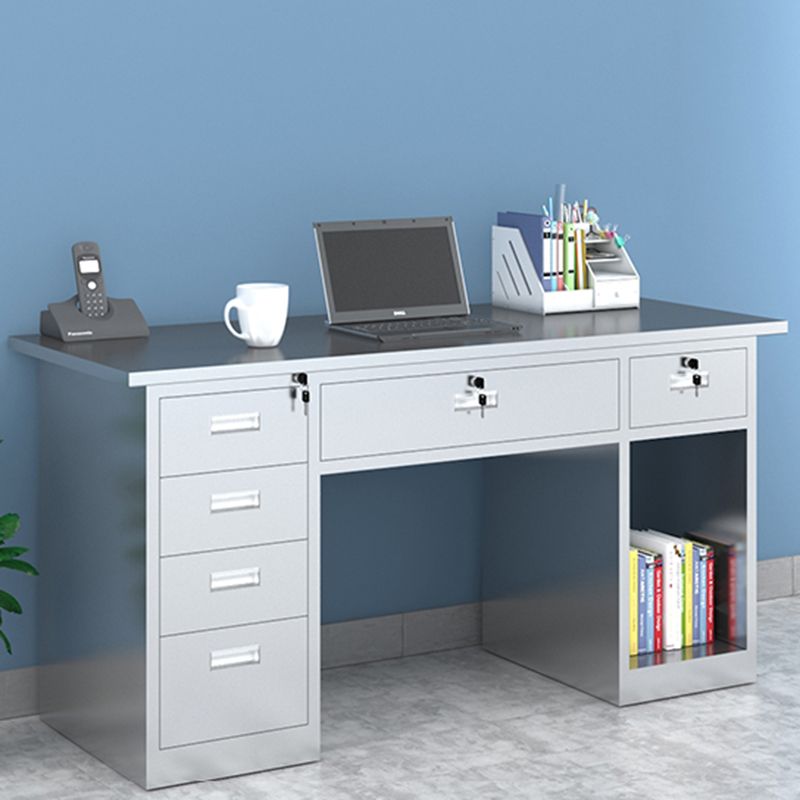 Rectangular Shaped Office Writing Desk Stainless Steel with 2/3/5/7 Drawers