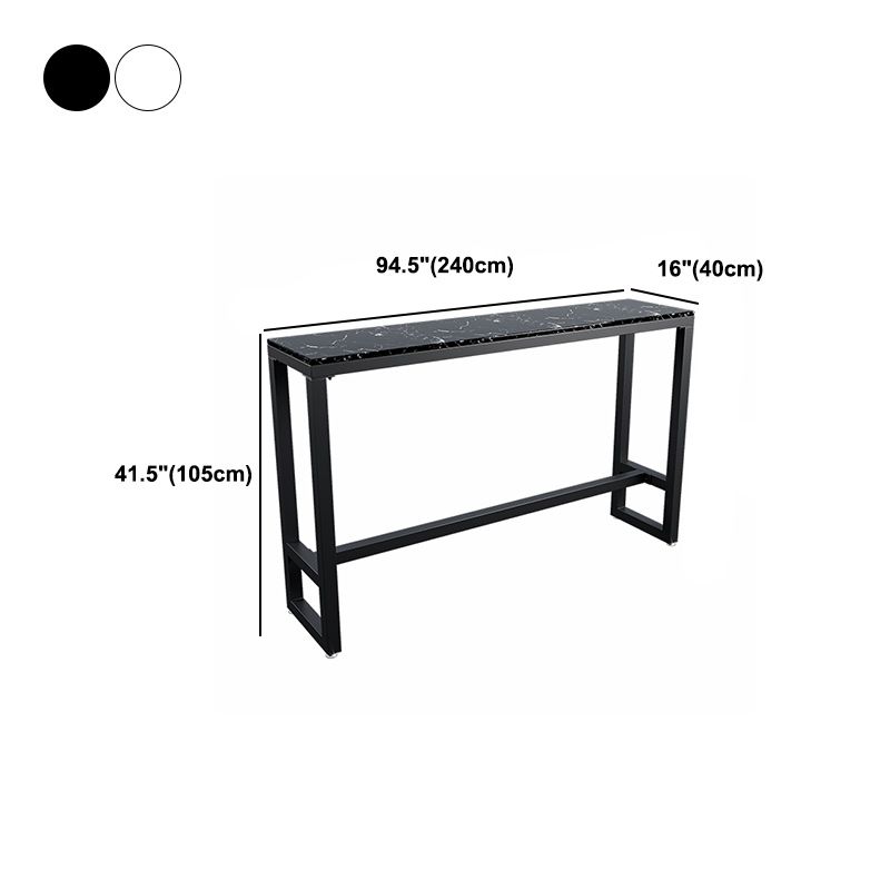 Stone Bar Dining Table Modern Rectangle Bar Table with Trestle Pedestal for Dining Room