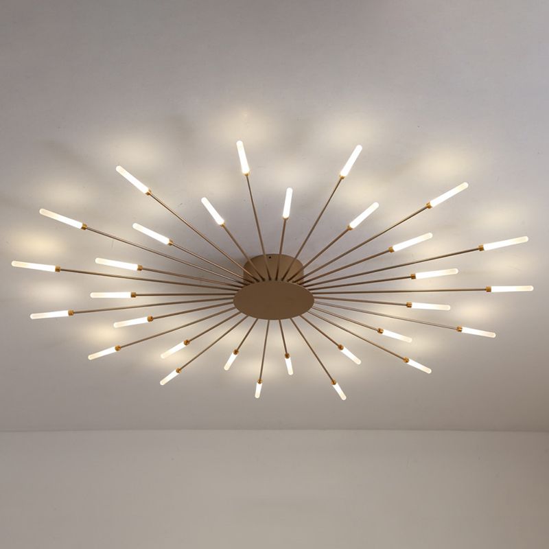 Modern Simlicity LED Ceiling Light Radial Metal Semi Flush Mount for Living Room