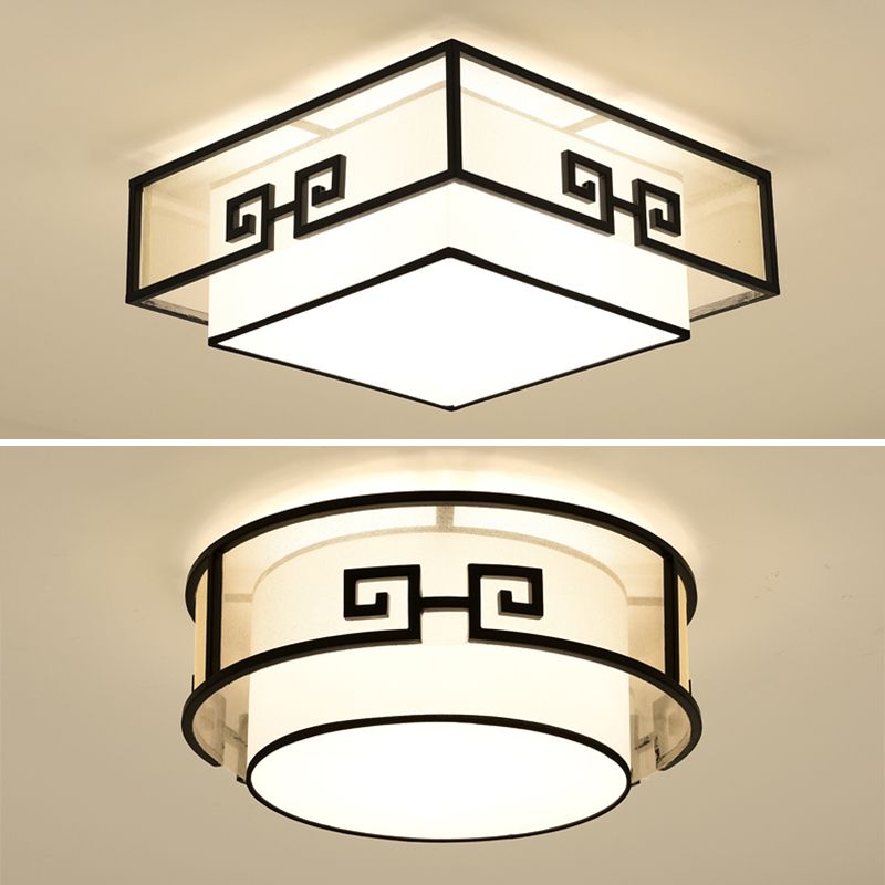 Fabric Geometric Flush Mount Light Modern Multi Lights Flush Mount Light Fixture in White