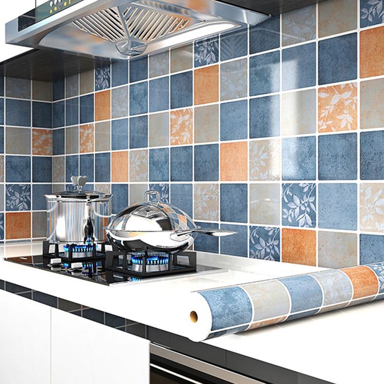 Grid Mosaic Peel & Stick Tile Water-resistant Kitchen Wallpaper