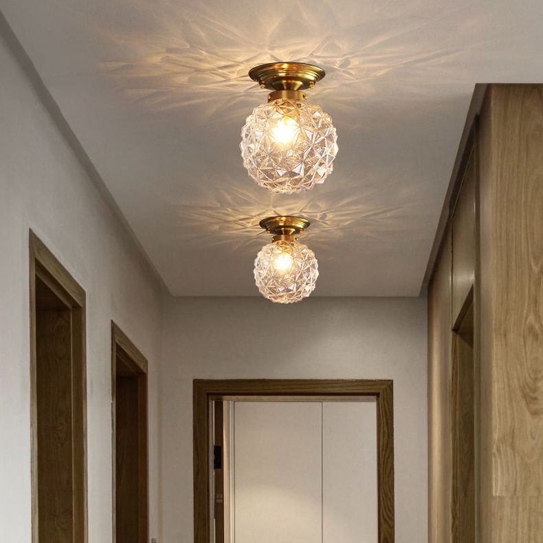 Sphere Shape Flush Light Modern Style Glass 1 Light Flush Ceiling Light for Living Room