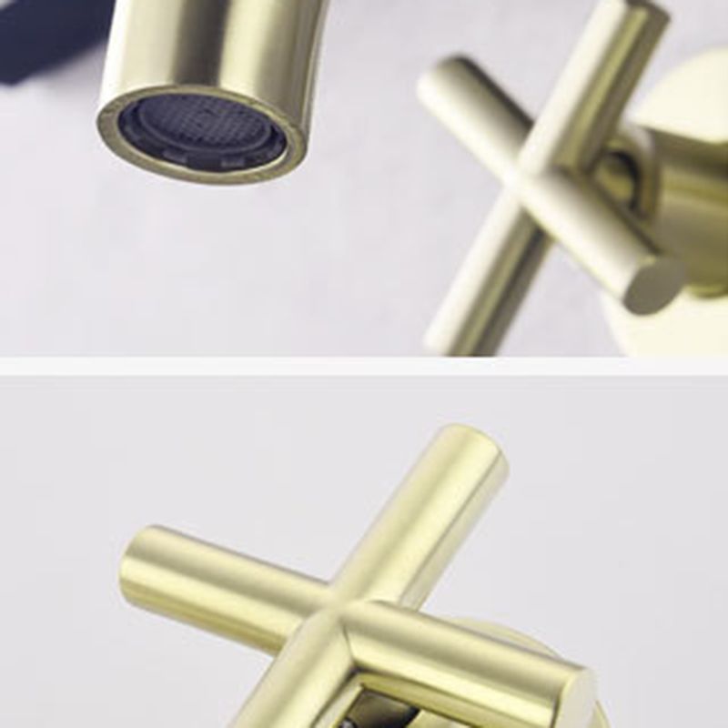 Glam Centerset Faucet Brass Cross Handles 3 Holes Wall Mounted Bathroom Faucet