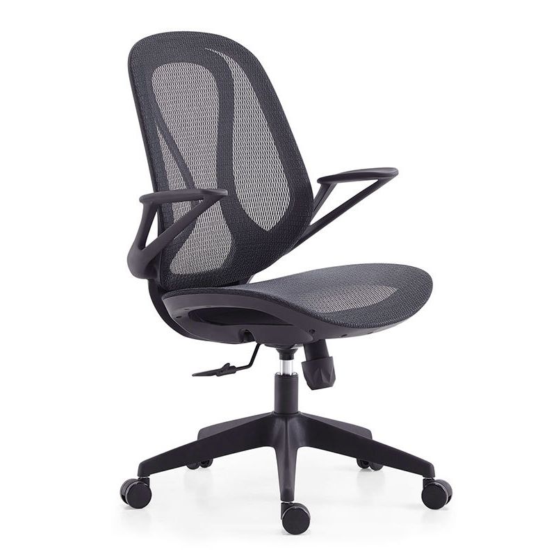 Contemporary Desk Chair Mesh Chair Mid-Back Chair with Wheels