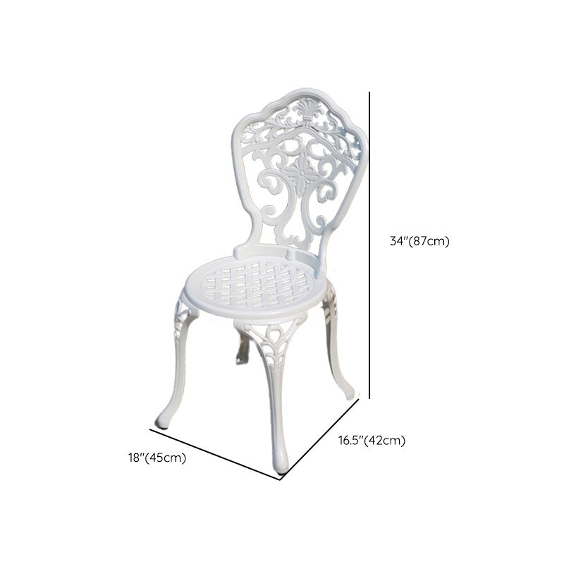 Contemporary White Metal Dining Armchair with Arm Patio Dining Chair