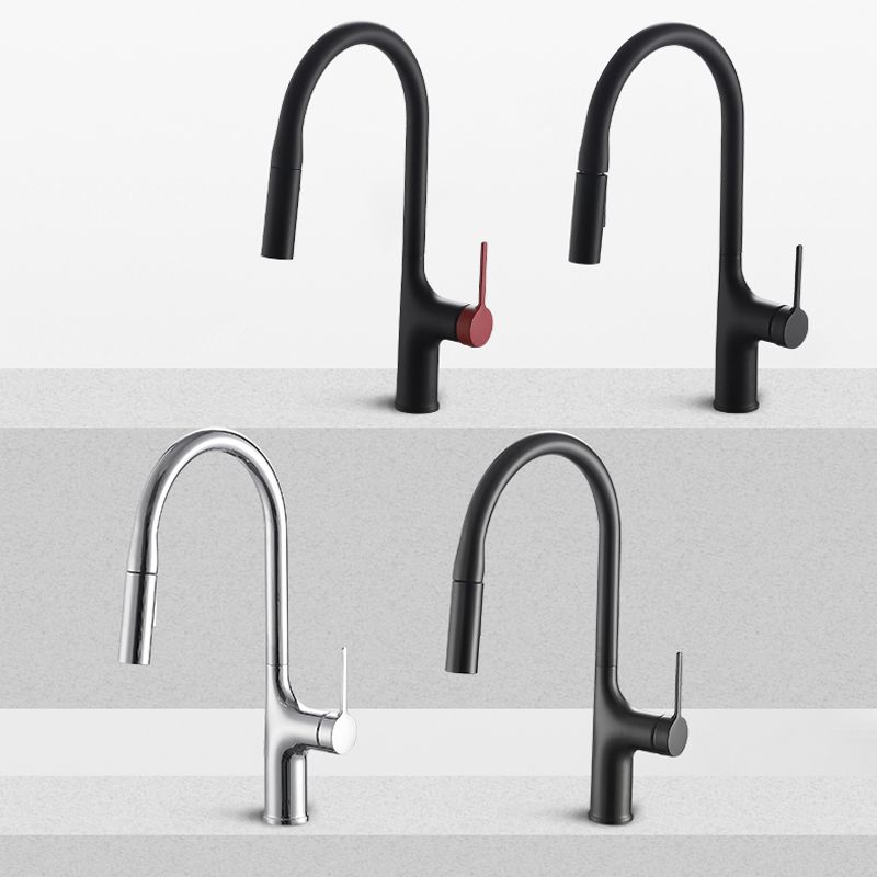 Contemporary Pull Down Single Handle Kitchen Faucet High Arch Water Filler