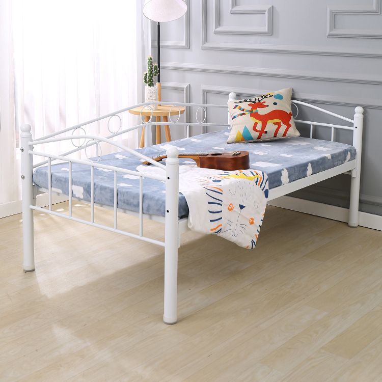 Industrial Nursery Bed with Guardrail Metal Nursery Crib in White