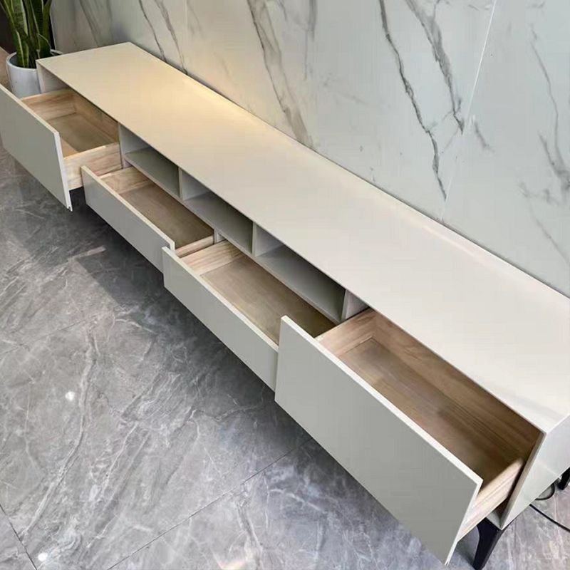 Wood and Metal TV Stand Console Modern Style Home Open Storage TV Cabinet