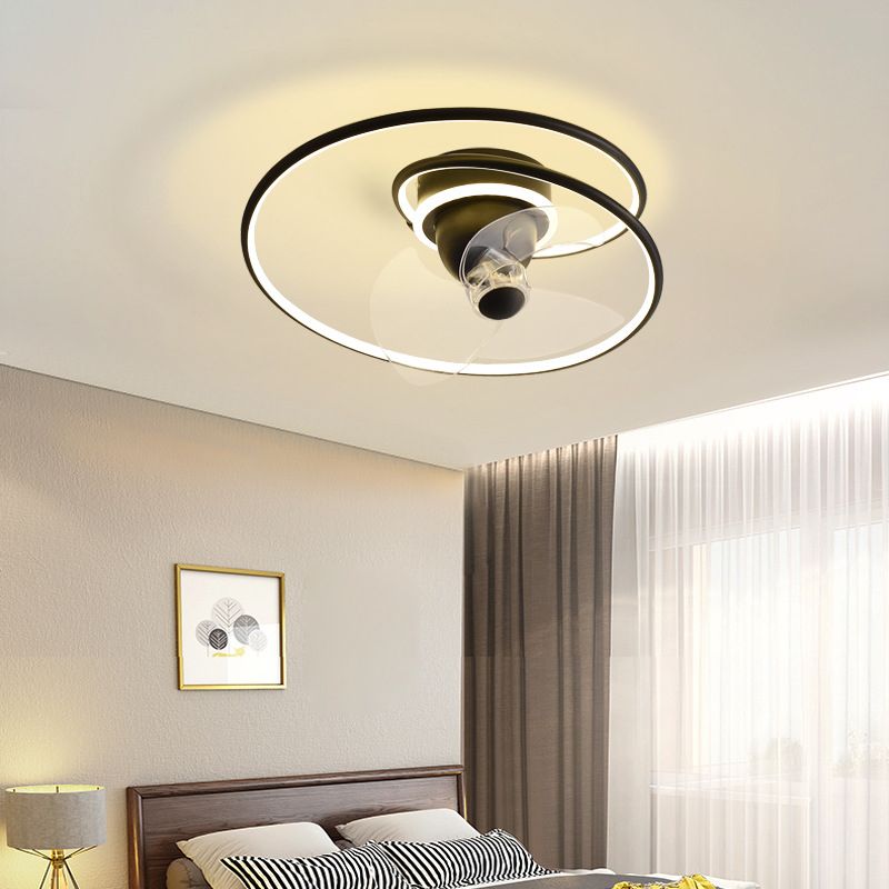 Contemporary Golden/Black/Brown Ceiling Fan Lamp LED Unique Ceiling Fan Light for Bedroom