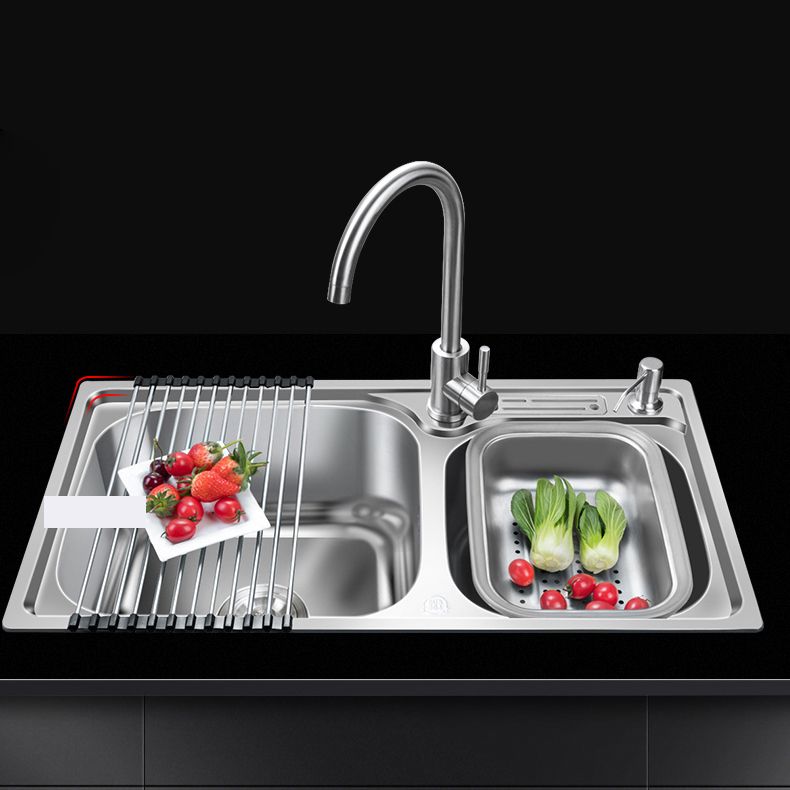 Contemporary Style Kitchen Sink Stainless Steel Kitchen Double Sink with Soundproofing