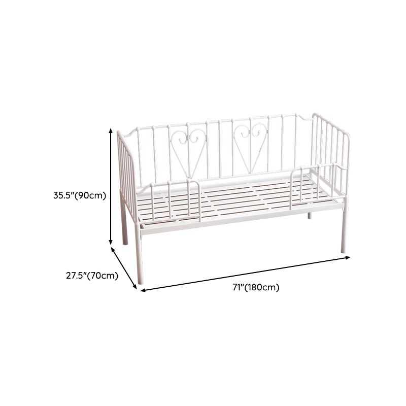 Nursery Bed with Guardrail in Metal Industrial Nursery Crib in White