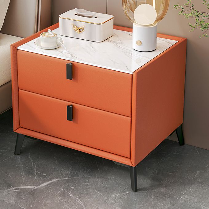 Sintered Stone Top Kids Bedside Table Modern Pine Wood Nightstand with Drawers