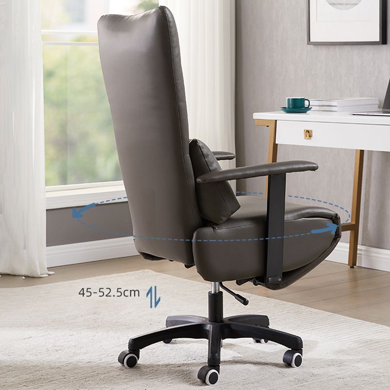 Modern Office Chair Swivel Arm Accent High-Back Leather Chair