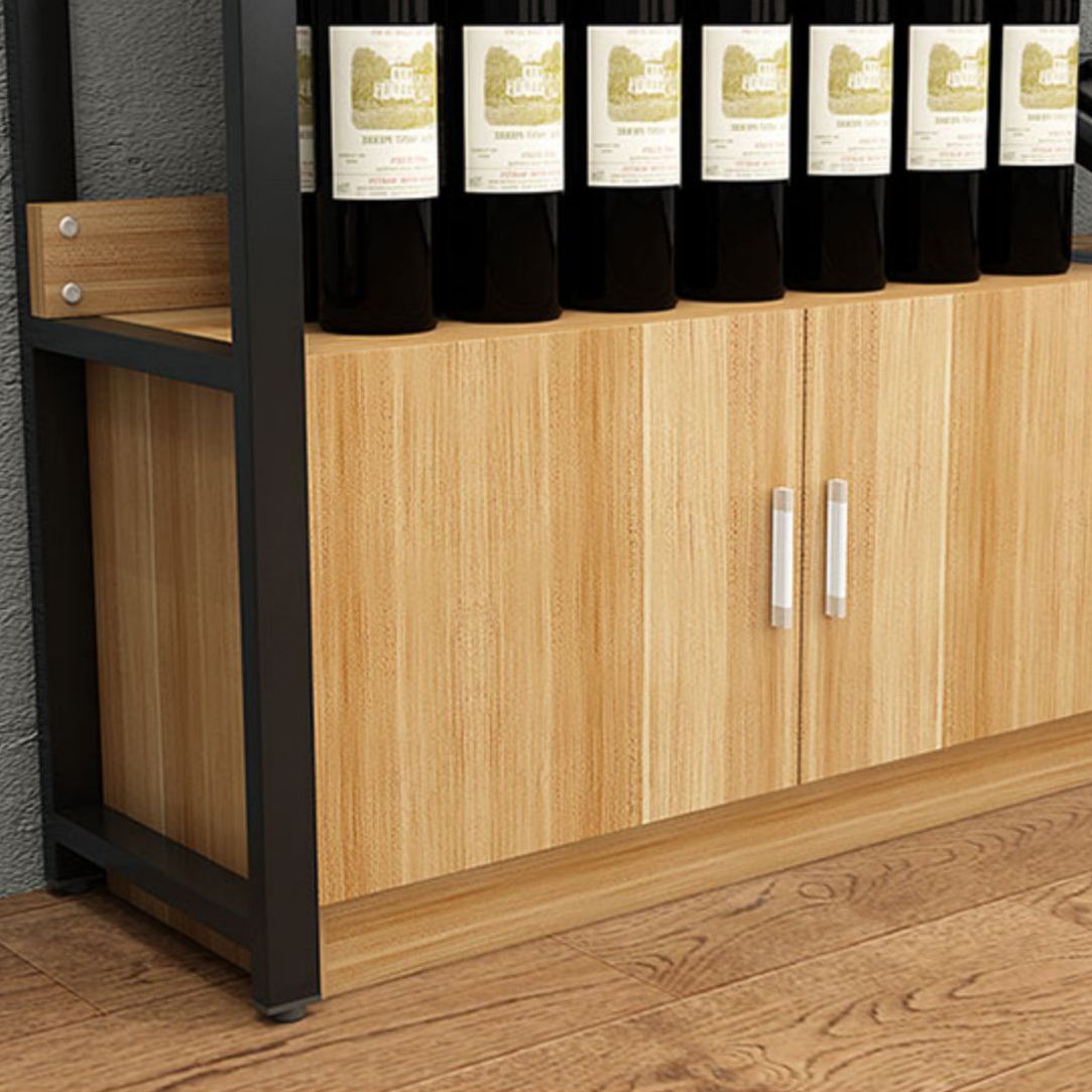 Modern Wine Bottle Holder Wood and Metal Bottle Wine Rack with Shelf