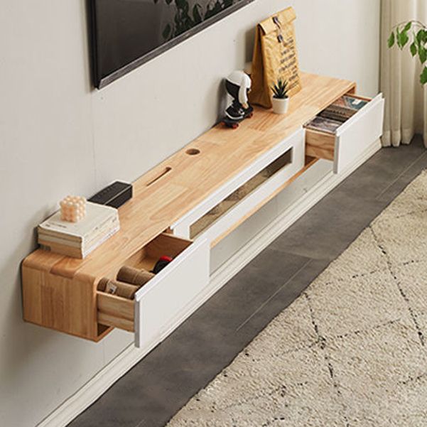 Contemporary TV Stand , Solid Wood TV Console with Drawers and Cabinet