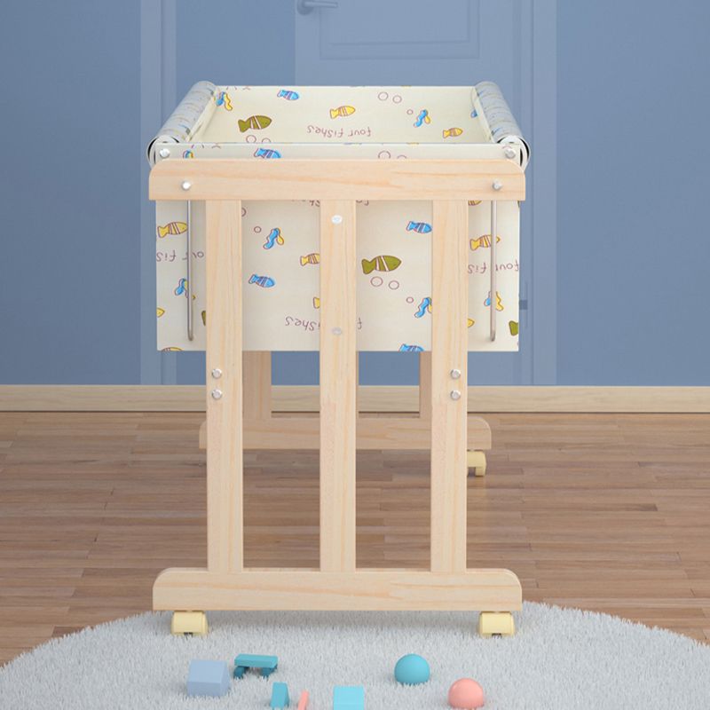 Solid Wood Rectangle Crib Cradle Upholstered Crib Cradle for Baby