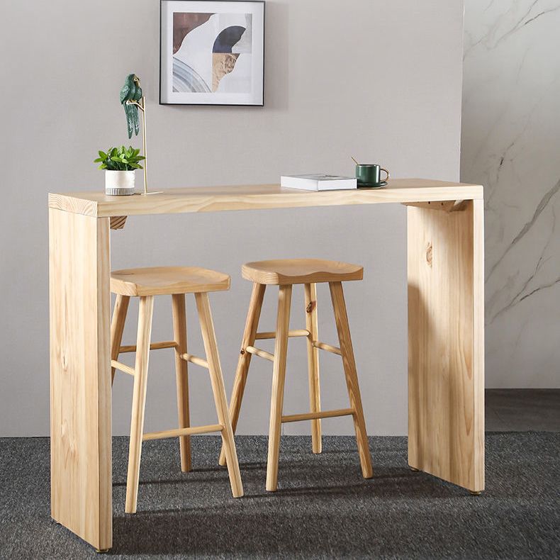 Rectangle Bar Table Wood Contemporary Bar Table with Sled Base